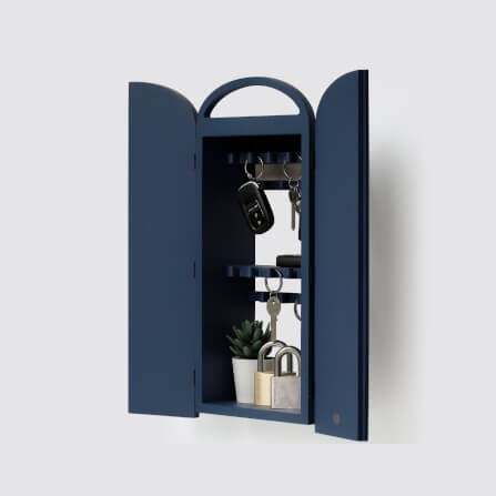 ตู้กุญแจติดผนังดีไซน์สวยไม้บีชจริง Pana Objects รุ่น Miti Plus: ฺNavy Blue Key Cabinets ทำสีน้ำเงินนาวี size 16x9x41 ซม_5